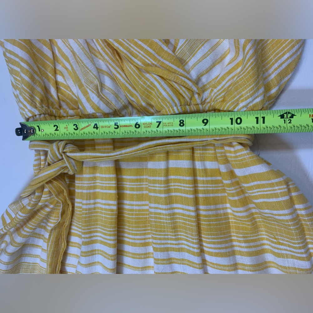 June and Hudson white and yellow stripe wrap midi dress size 1 (bin T) - Picture 9 of 10